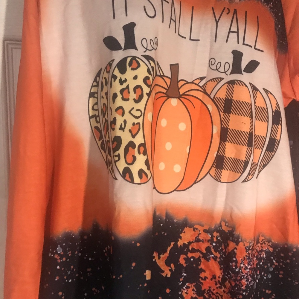 SHEIN Orange and Black Fall Pumpkin Long Sleeve Tee